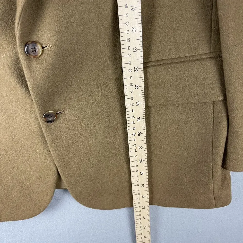 VTG Rogers Scott Cashmere Blazer Sport Coat Mens 44R Tan USA Made Career